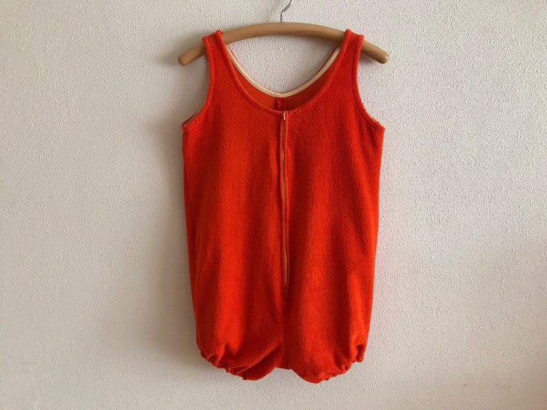 Orange One Piece Badeanzug Womens MUTTI Vintage Bademode Orange Terry Badeanzug Damen Bademode Romantische Retro Badeanzug Bild 9