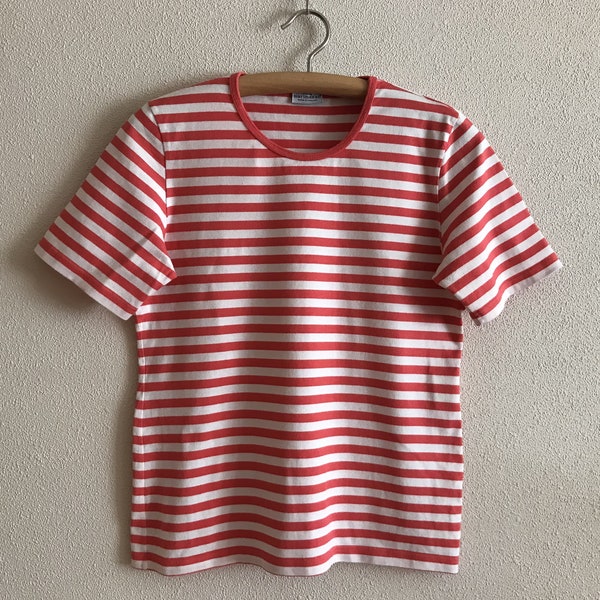 MARIMEKKO Top Short Sleeve Striped T Shirt Nautical Top Red White Striped Sailor Blouse Marine Cotton Sweater Top Large Size