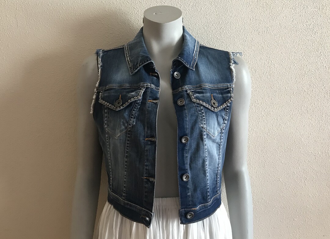 Women's Denim Vest Blue Denim Vest Jeans Vest Womens Cotton Waistcoat