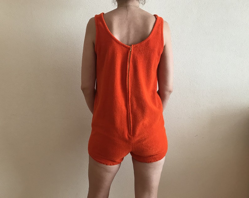 Orange One Piece Badeanzug Womens MUTTI Vintage Bademode Orange Terry Badeanzug Damen Bademode Romantische Retro Badeanzug Bild 5