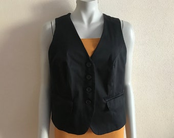 Women's Vest Black Vest Black Women Vest Black Womens Waistcoat Steampunk Formal Fitted Waistcoat Victorian Baroque Edwardian Large Size