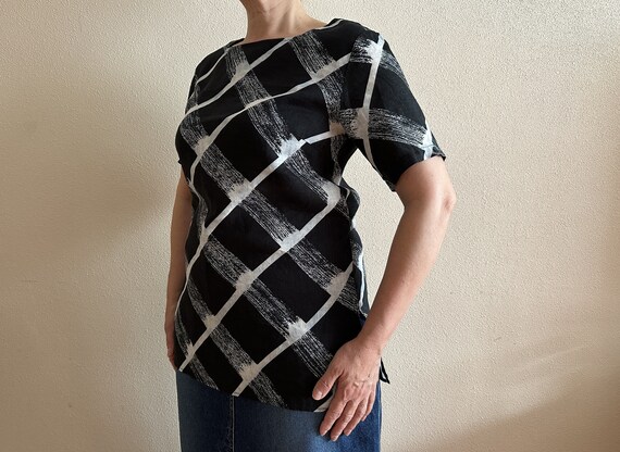 Marimekko Top Womens Linen Blouse Short Sleeve Bl… - image 4