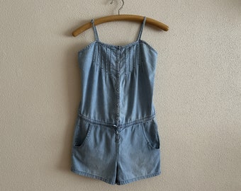 Vintage Denim Overall Shorts Light Blue Shorts Denim Jumpsuit Shorts Women Shorts Blue Jeans Shorts Summer Hipster Denim Shorts Size Small