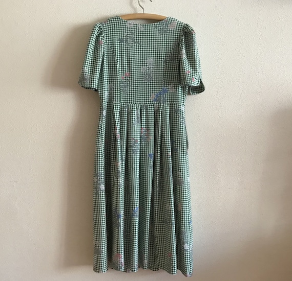 Vintage Dirndl Dress Gingham Plaid Midi Dress Che… - image 7