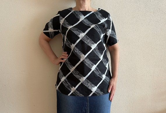 Marimekko Top Womens Linen Blouse Short Sleeve Bl… - image 1