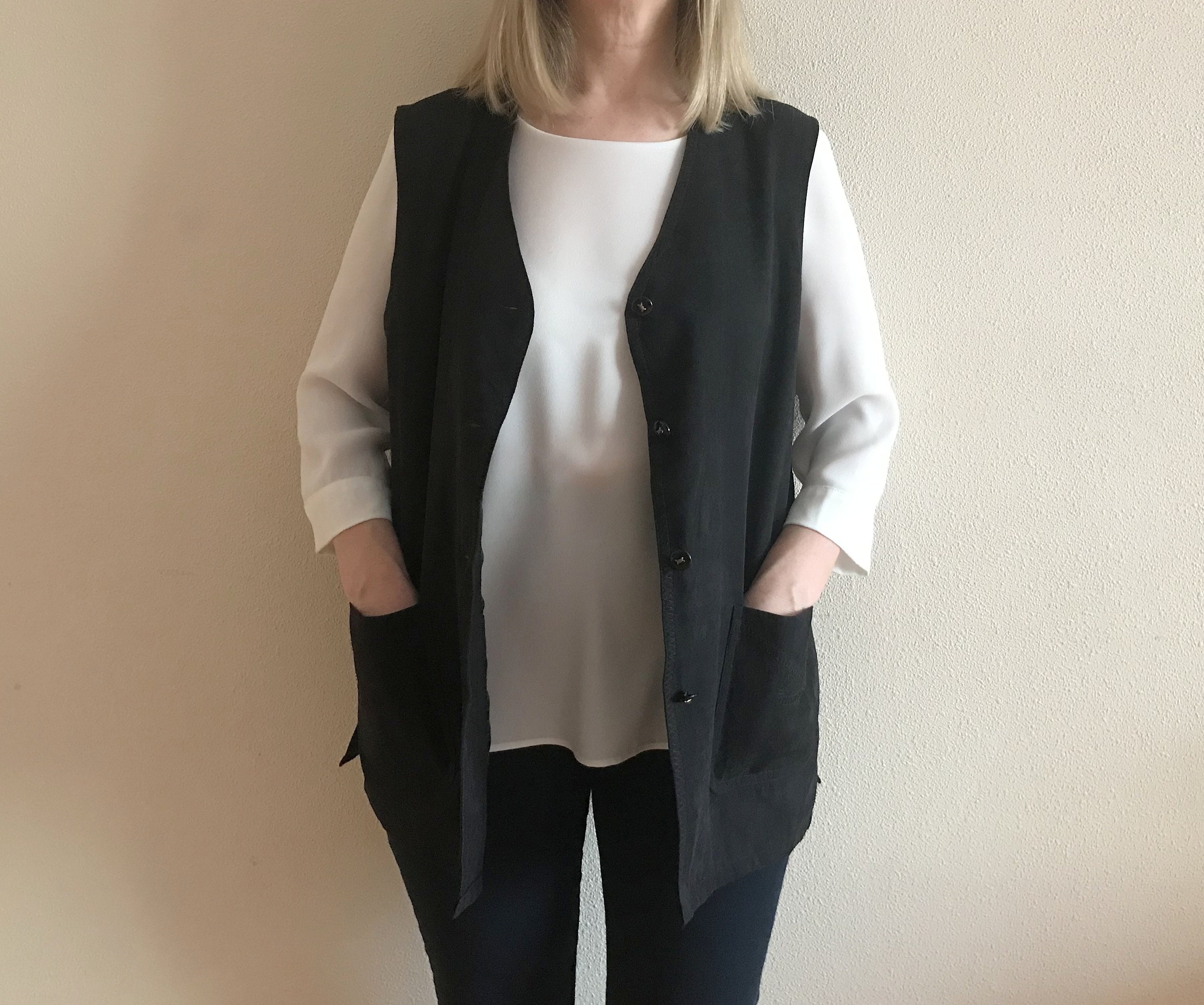 Gilet long noir femme new arrivals