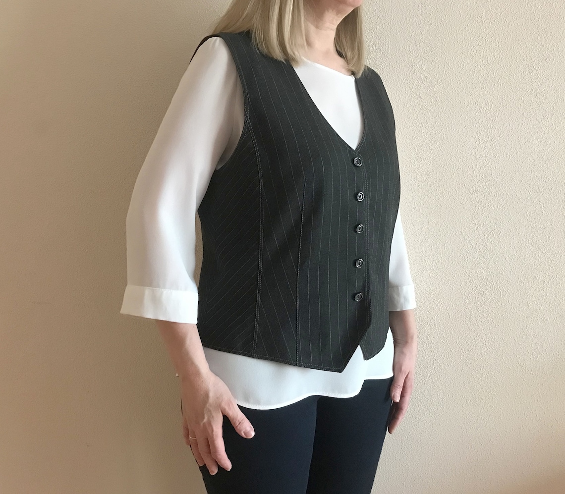 Women's Vest Grey Vest Gray Womens Vest Fitted Waistcoat Etsy