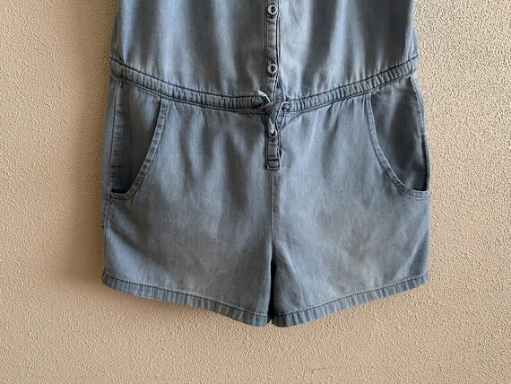 Vintage Denim Overall Shorts Light Blue Shorts De… - image 5