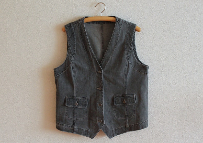 Veste Extra Gris Gilets Manches Femme Large Jean Gilet Jeans Steampunk Femmes En Denim Sans Équipée sCBohxtQdr