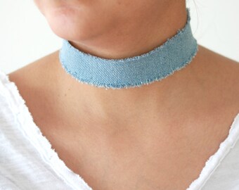 Distressed Denim Choker in 3 different shades / Jean Choker-SALE!