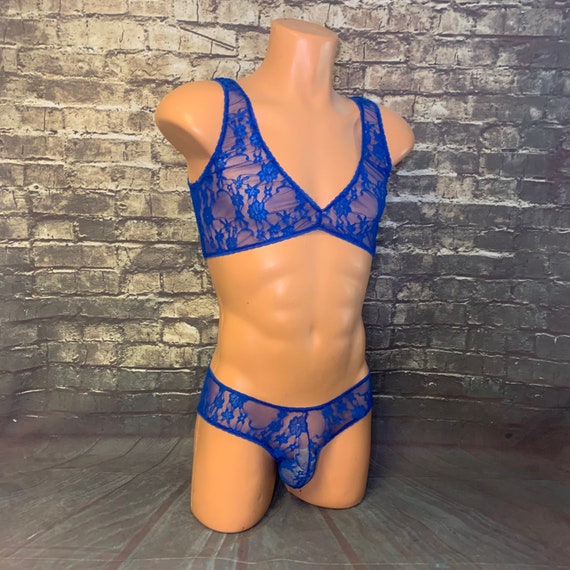 Royal Blue Lace CD/TS Bra and Panties Set -  Denmark