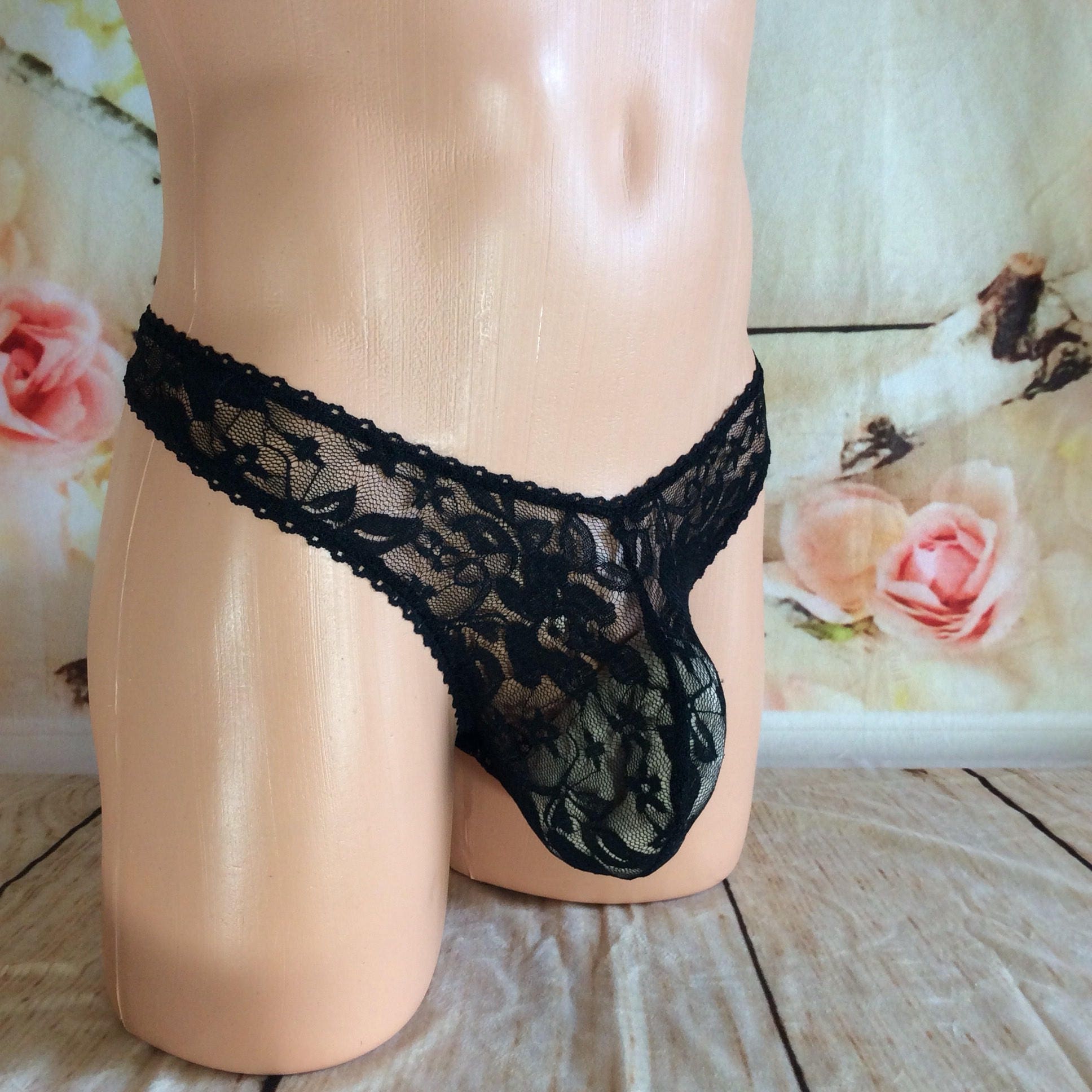 Black Thong Undies - Black Lace Thong CD/TS Panties - Etsy Hong Kong