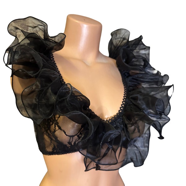 BRAND NEW! Sissy Black Lace Bralette with Ruffles cd/ts