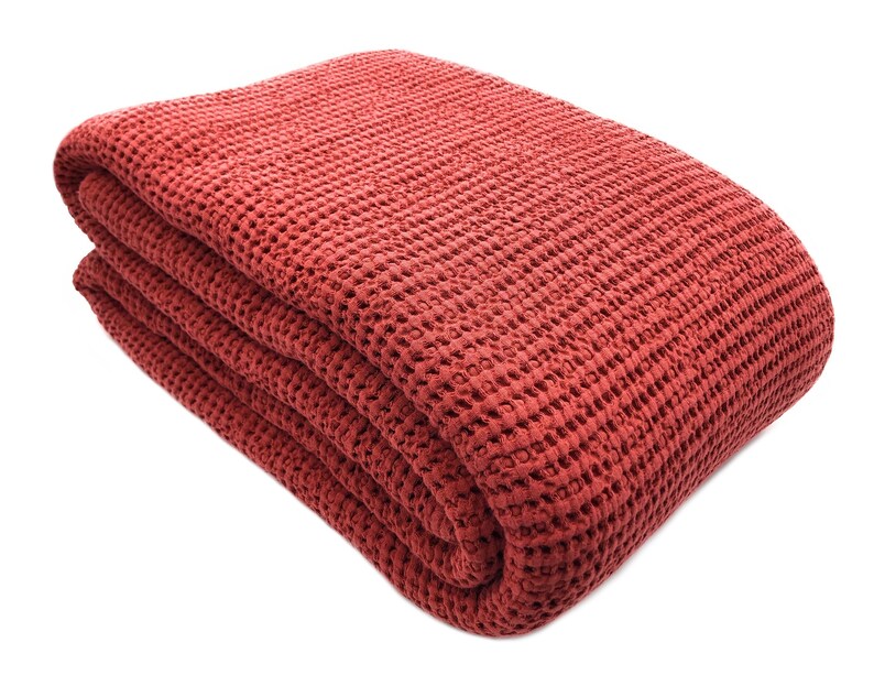 Bettüberwurf Plaid Waffelpikee Leinen /"Stonewashed/" 230 x 250 cm Anthrazit