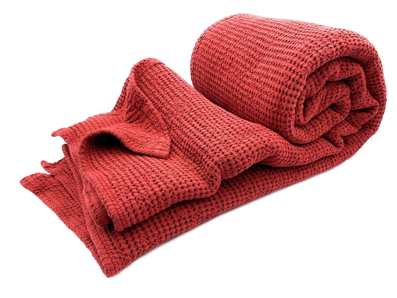 Bettüberwurf Plaid Waffelpikee Leinen /"Stonewashed/" 230 x 250 cm Anthrazit
