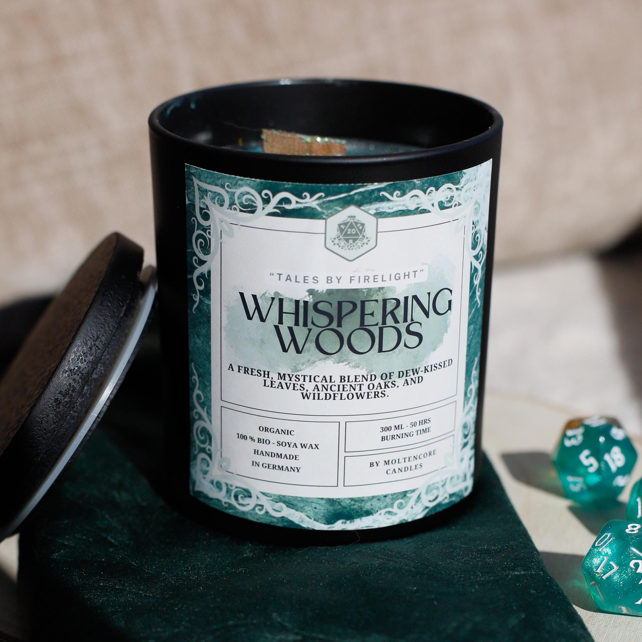 Whispering woods scented soy candle l DnD Larp inspired candle gift