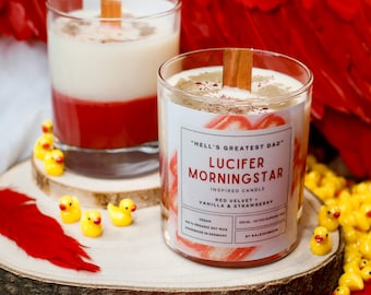 LUCIFER MORNINGSTAR inspired candle - 'Hell's Greatest Dad' Hazbin Hotel inspired soy candle
