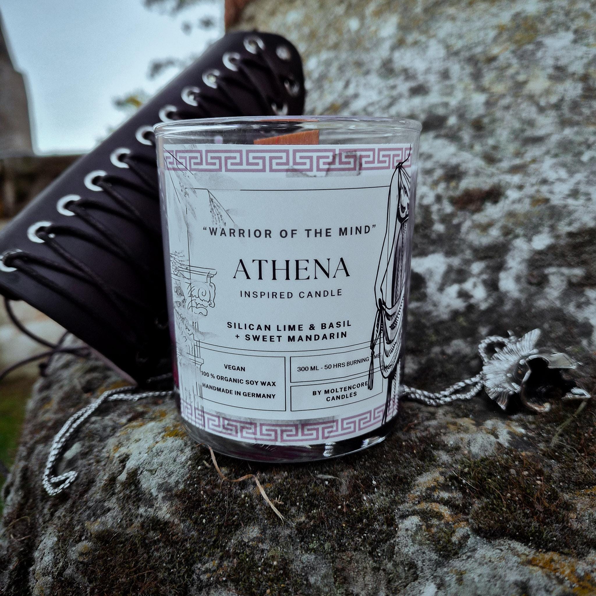 アテナにインスパイアされた香りのキャンドル - 「心の戦士」壮大な