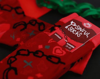 Hazbin Hotel inspired &#39;Sinful Socks&#39; Socks / Gift / Sinner / Onesize