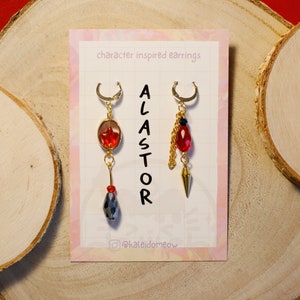 Alastor Hazbin Hotel boucles d’oreilles inspirées l anime bijoux boucles d’oreilles faites à la main