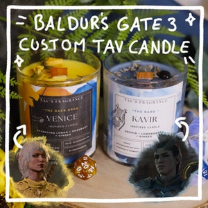 Custom TAV / Dark Urge TAV inspired soy candle l Baldur's Gate 3 inspired scented soy candle l present