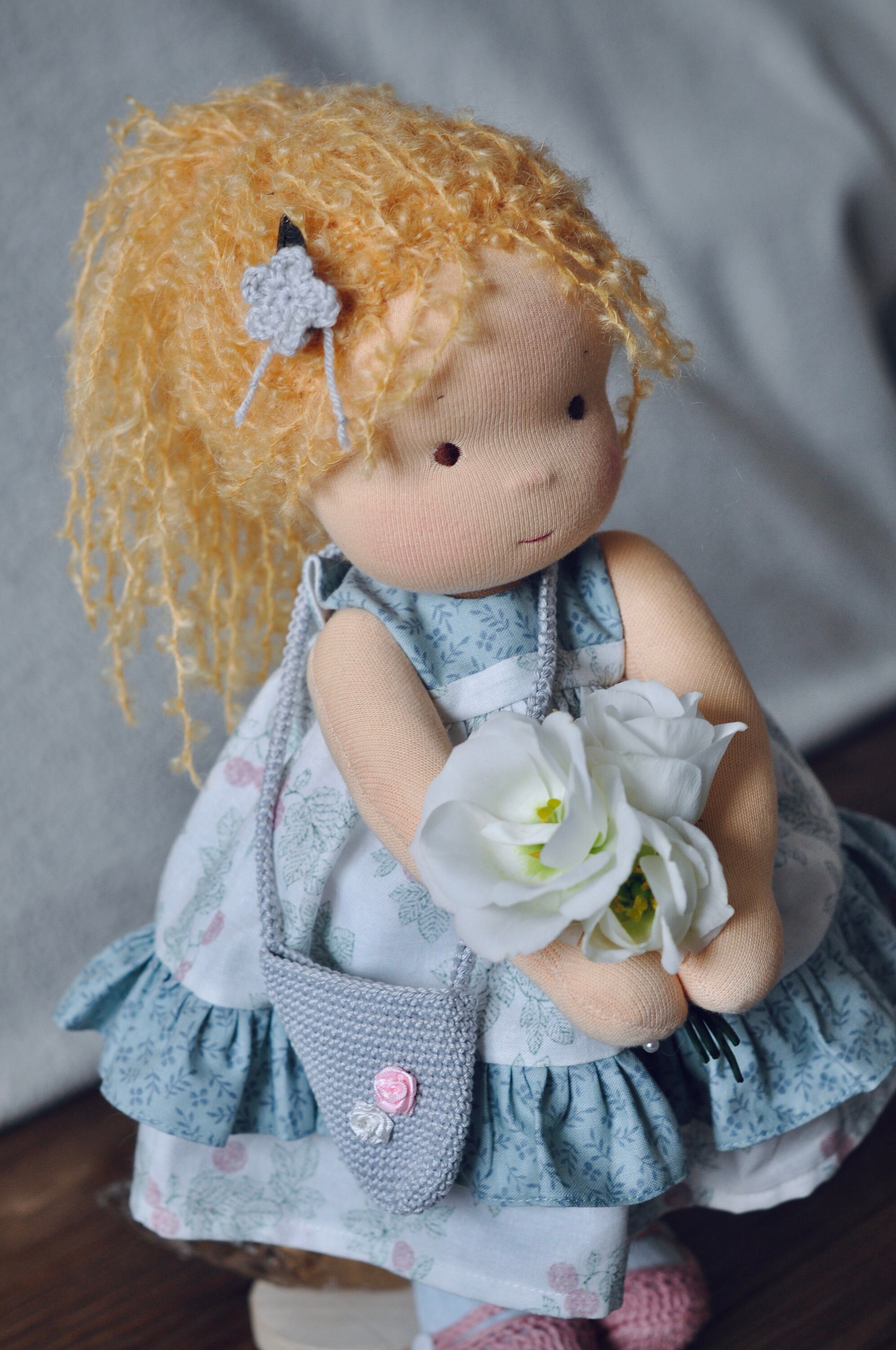 Textile Waldorf doll Amelia 1417 inch 36 cm MADE TO ORDER Etsy