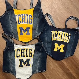 Custom College Denim Lace Up Corset Michigan