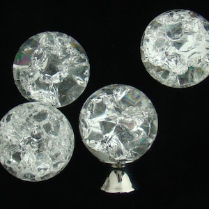 Cracked Glass 40mm Sphere Cabinet Knobs in Crystalline Clear