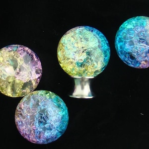 Over The Rainbow Cracked Glass Cabinet Knobs
