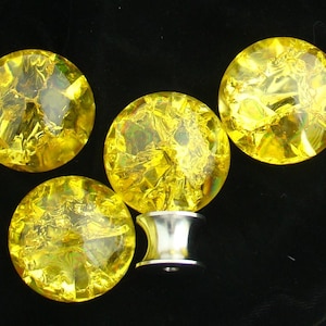 Mellow Yellow Cracked Glass Cabinet Knobs