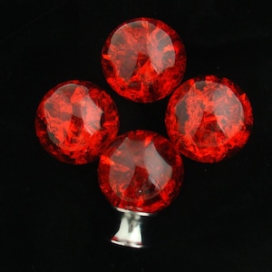 Crimson Red Cracked Glass Cabinet Knob