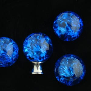 Cobalt Blue 40mm Cracked Glass Cabinet Knob