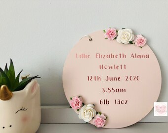 PERSONALISED NEWBORN KEEPSAKE SCRAPBOOK Rose Gold DoB special Gift Present