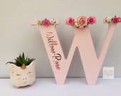 20cm Personalised wooden Letter with flowers. Ideal children 39 s bedroom decor or nursery decor. Floral