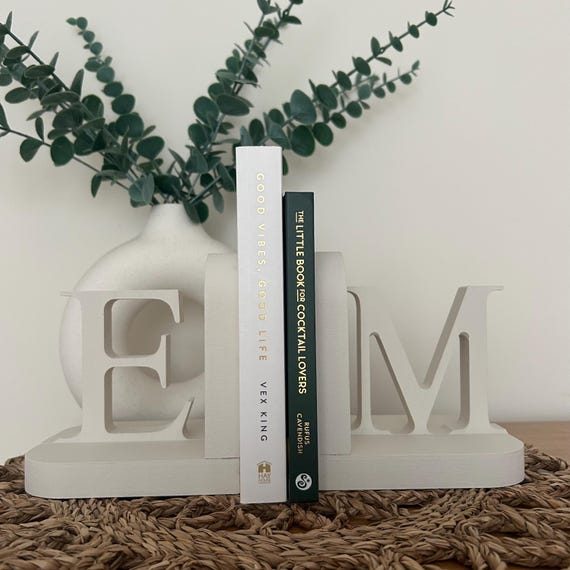 Personalised Wooden letter Initial Bookends. A - Z or choose custom Initials