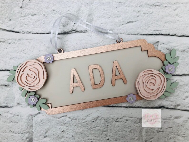 Personalised Street Sign Rose Design Up To 12 Letters Etsy