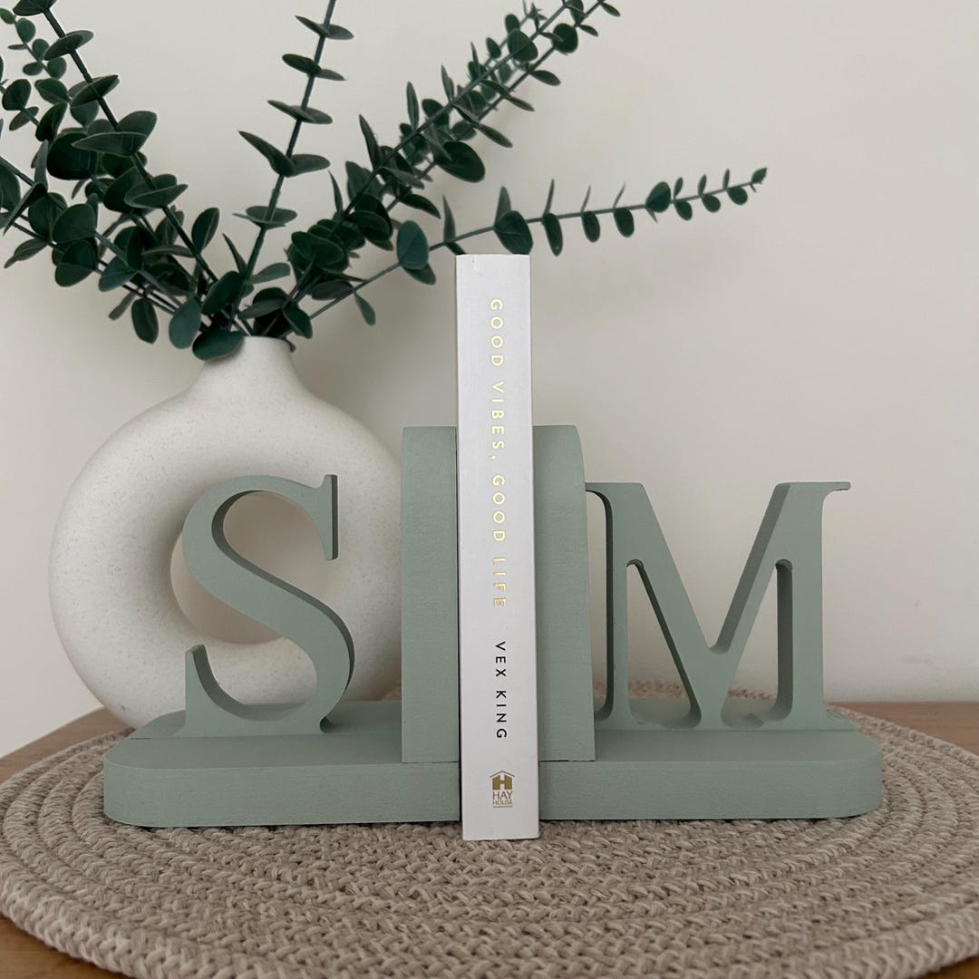 Personalised Wooden Letter Initail Bookends. A - Z or Choose Custom ...
