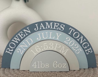 Personalised Engraved or Plain Stacking Rainbow – Baby Keepsake Nursery Decor