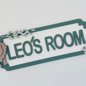 Personalised Street Sign Name Plaque - Lion Design - Bedroom door name plate. Nursery Decor or Childs Room