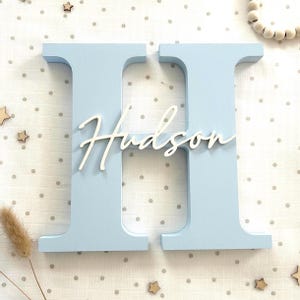 Personalised Wooden Letter Initial: Custom Nursery Decor, Baby Name Sign (20cm)