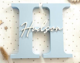 Personalised Wooden Letter Initial: Custom Nursery Decor, Baby Name Sign (20cm)