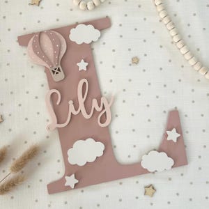 Personalised Hot air balloon Themed Initial Letter With Name. 25cm tall