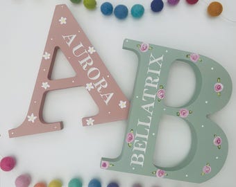 Personalised Engraved Wooden Letter with Name | Freestanding Initial for Kids Bedroom or Gifts