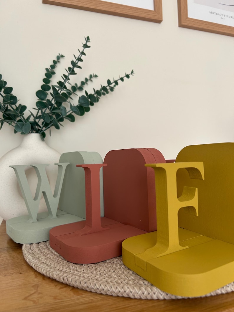 Personalised Wooden Letter Bookends | MDF Initials for Kids Bedroom, Nursery or Home image 17