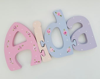 Wooden Jigsaw Name, childs bedroom decor, nursery decor, wooden name, puzzle name, new baby gift