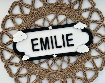 Personalised Cloud Bedroom Name Plaque | Custom Wooden Nursery Wall Decor Sign| Baby Gift