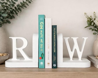 Personalised Wooden Letter Bookends | MDF Initials for Kids Bedroom, Nursery or Home