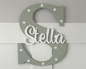 Personalised Initial Name Sign | Wooden Letter Wall Decor for Nursery or Kids Room