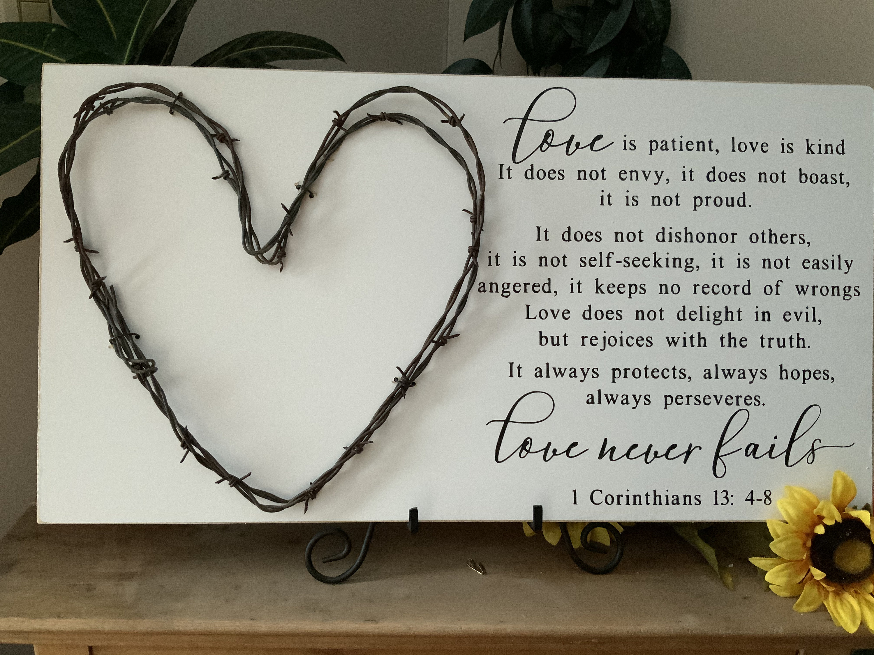 Love is Patient Bible Verse Sign Hand Painted With Barbed Etsy