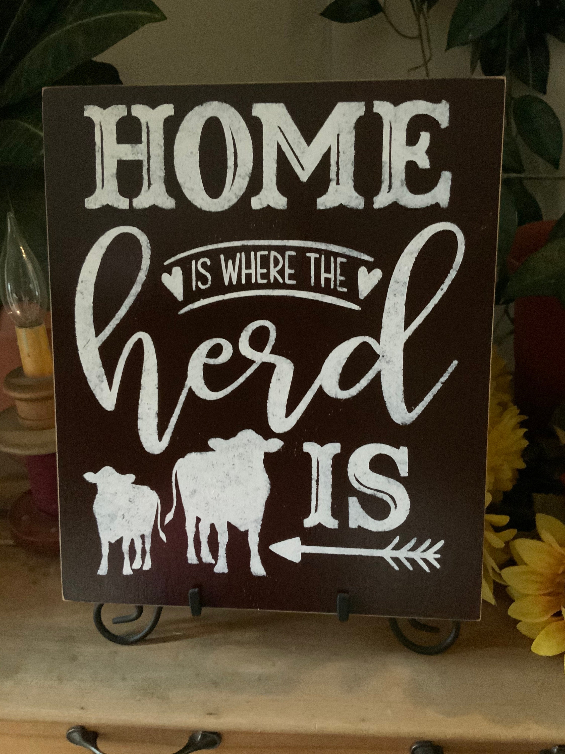 6 inch oversized seamless rain gutters Home Is Where The Hers Is/ Country Farmhouse Sign/ Cow Decor/ Cowboy